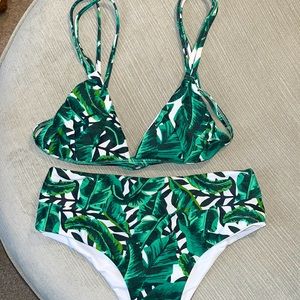 Palm print bikini set